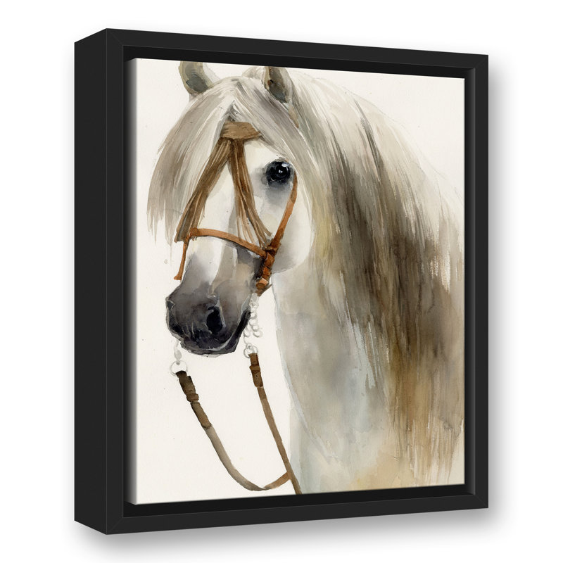 Cheval dans une toile flottante encadrée d'automne, H 15,75 po x l 12,75 po x P 1,75 po, Cadre flottant noir