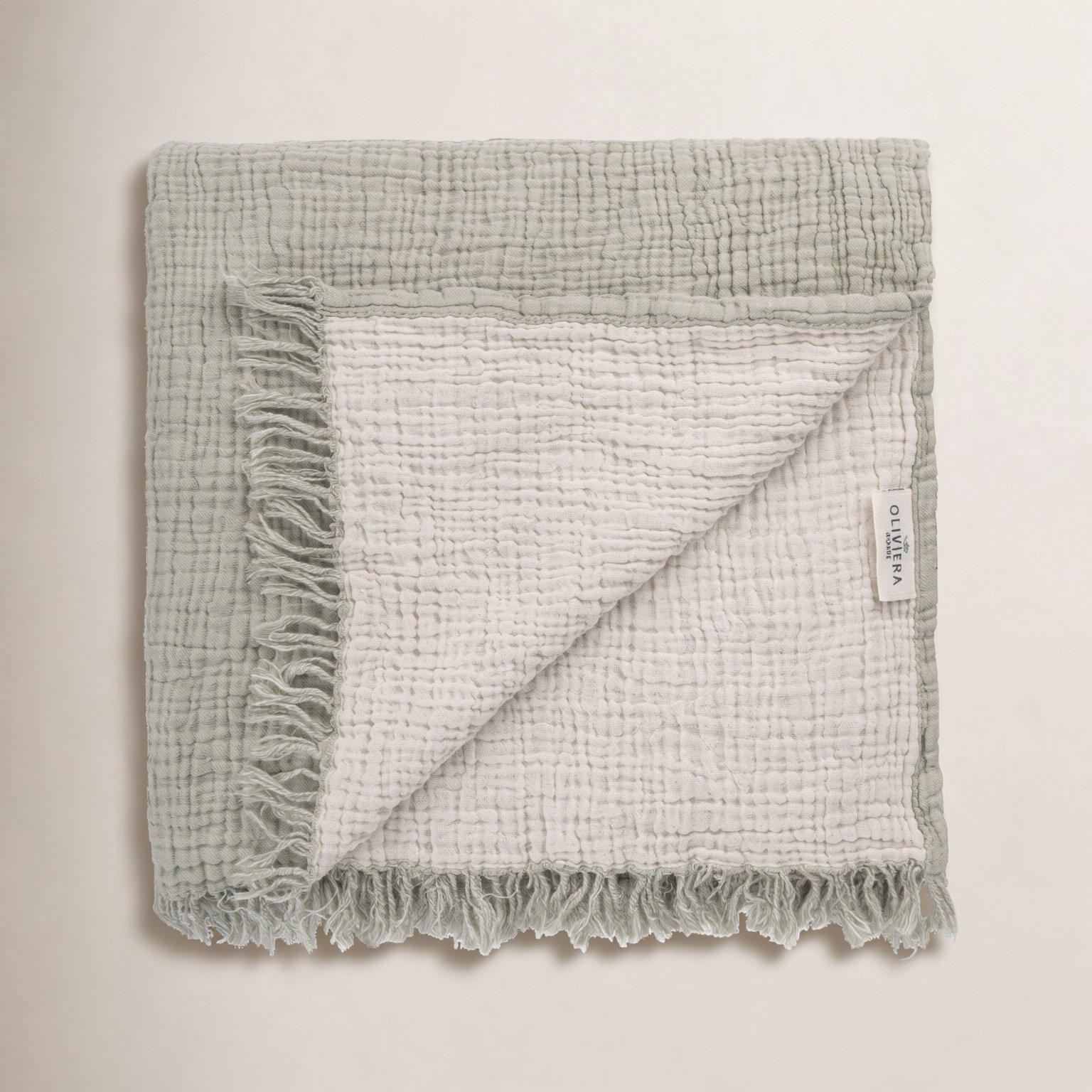 Cotton Gauze Throw Blanket, Sage Green