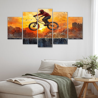 Orange Bmx Legacy - Cycling Wall Art Living Room Set