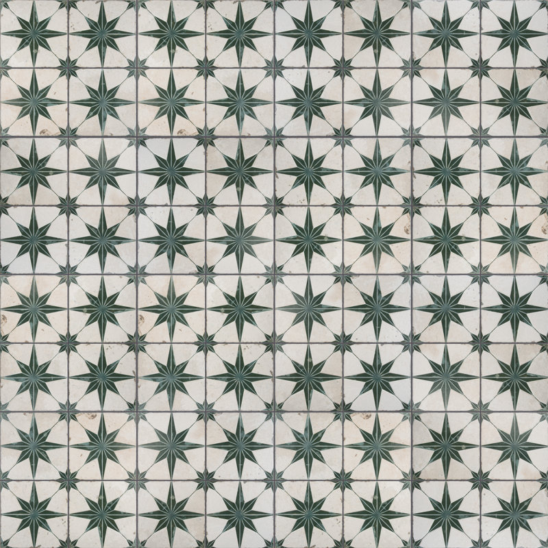 Kings 18" x 18" Ceramic Patterned Wall & Floor Tile, Sage
