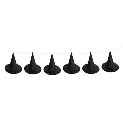 Lot de 6 chapeaux de sorcière noirs suspendus de 38 cm