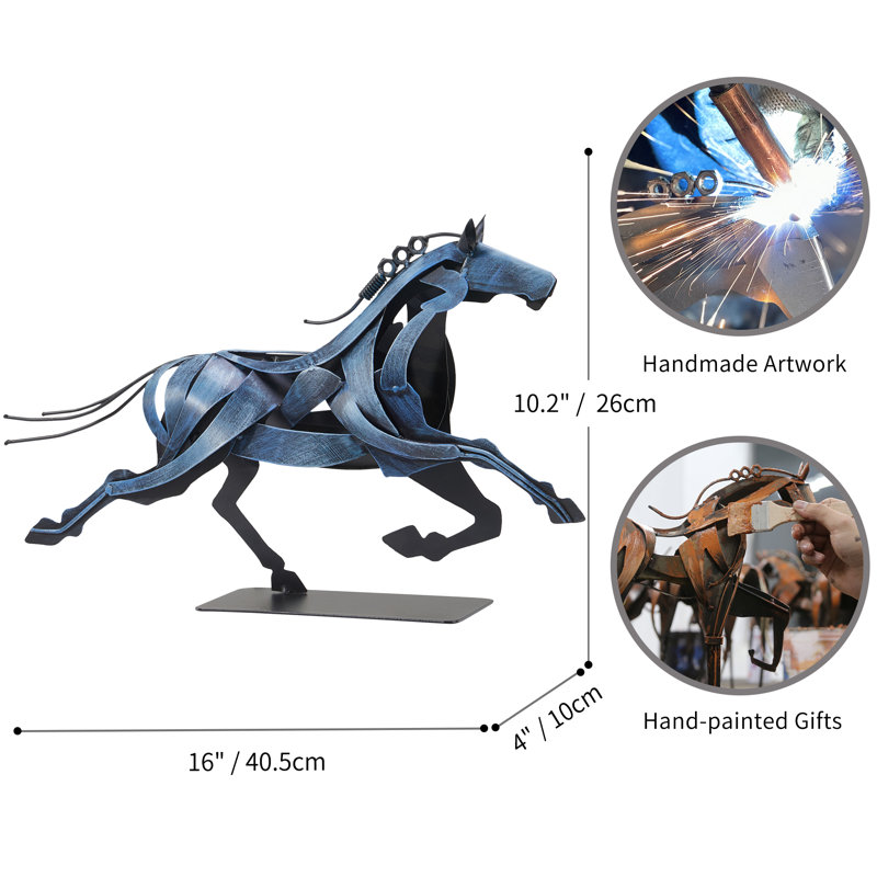 Sculpture de cheval en métal faite à la main Loon Peak®, Bleu