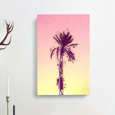 Summertime Palm Tree In Abstract - Wrapped Canvas Painting