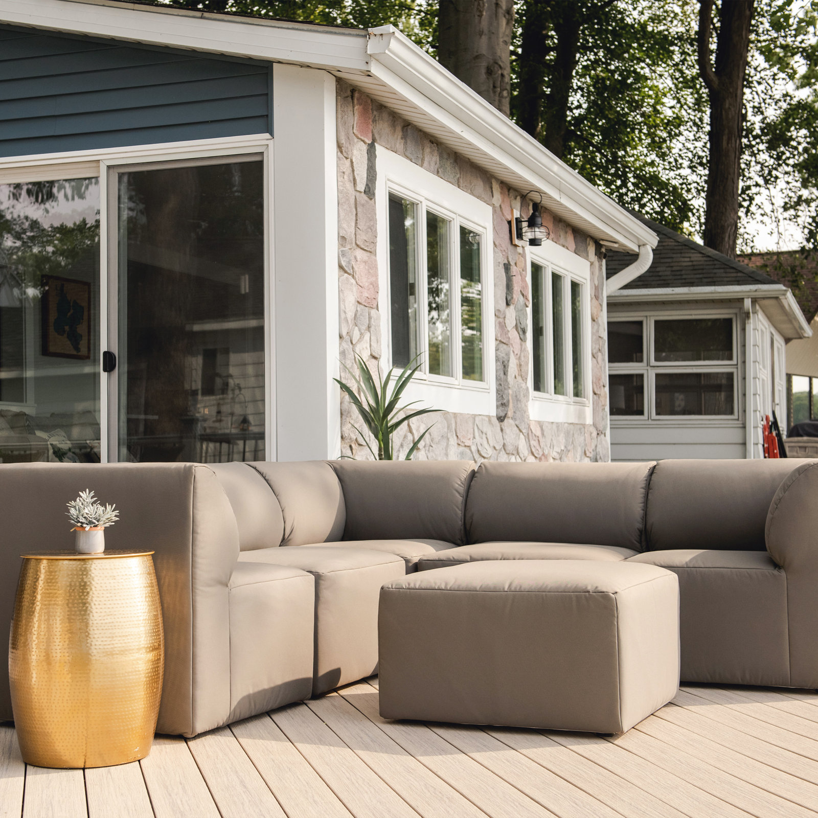 Patio 124" Patio Sectional, 6, Castor Gray