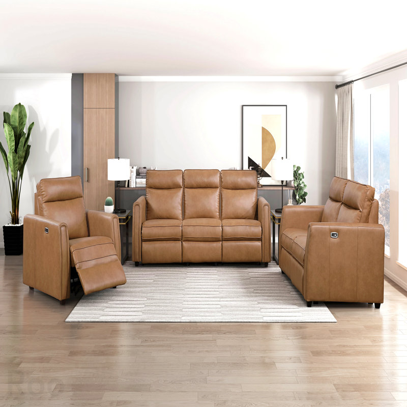 Fauteuil inclinable électrique moderne, ports de charge USB, conception inclinable murale zéro, revêtement en similicuir, mobilier de salon - brun