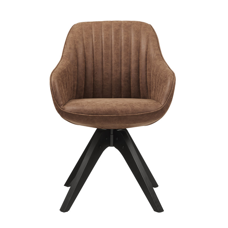 Hayek Upholstered Swivel Armchair, Black, Dark Orange  Faux Leather