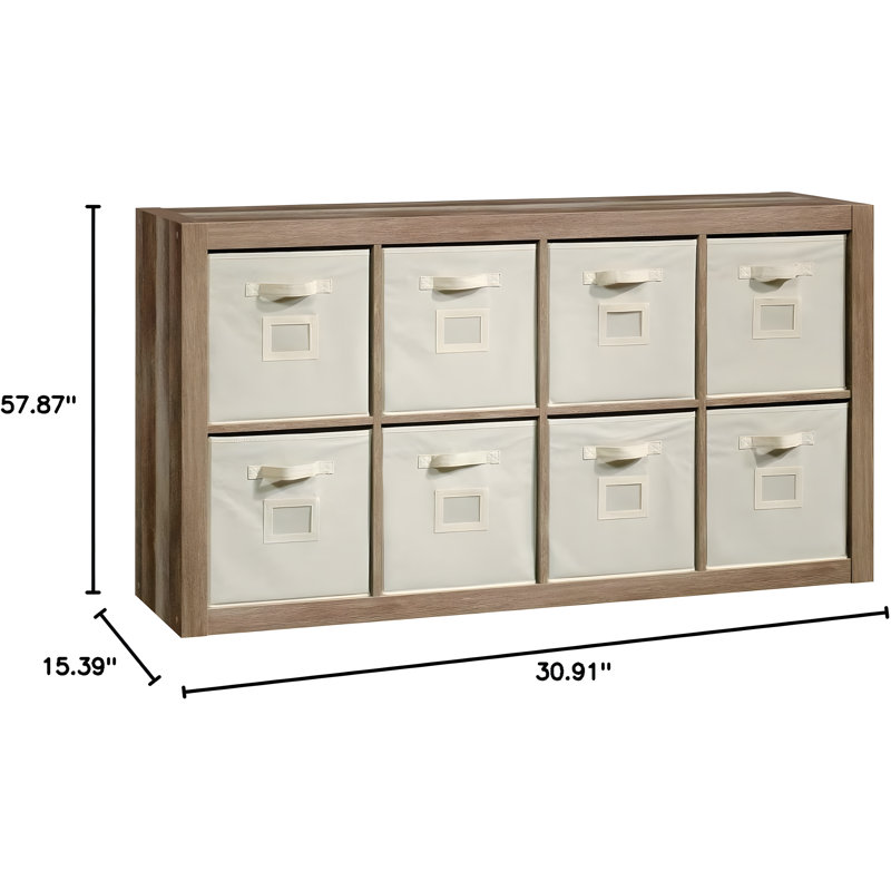 Sauder Stow-Away 8-Cube Organizer With Fabric Bins, Versatile Storage Solution For Home And Office