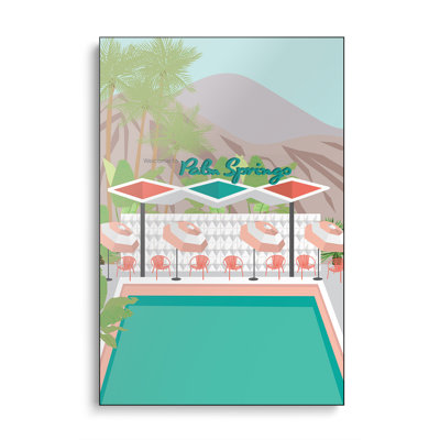 Reproduction d'art sur toile en métal, "Welcome to Palm Springs" par Jen Bucheli