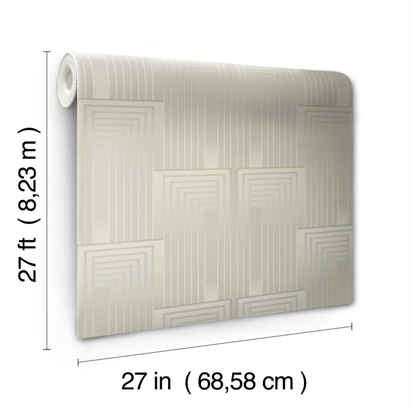 Geometric Metallic Wallpaper Roll by Candice Olson, Taupe/Pearl