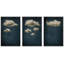 Ensemble de 3 reproductions sur toile flottantes sur fond de nuages abstrait bicolore bleu marine foncé-98126456-98126459