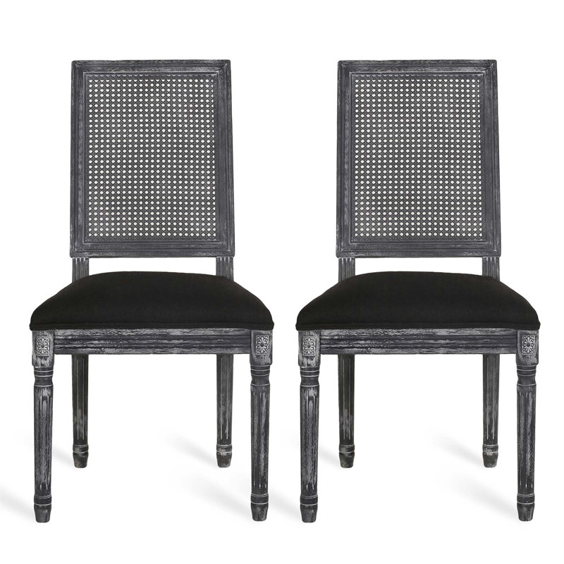 Chaise de salle à manger, 6, Noir, Gris foncé
