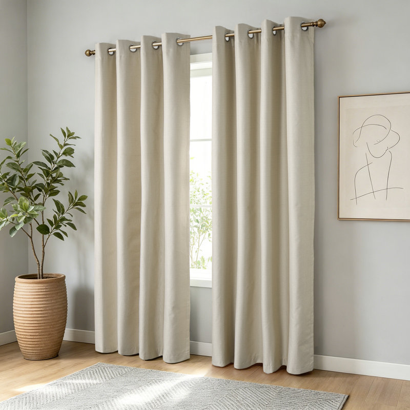 Paire de rideaux 100% occultant avec œillets Landolfo, L 52 po x L 84 po, Taupe