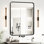 Miroir de salle de bain 28 po x 36 po dans un cadre en aluminium noir - Conception simple, reflet transparent, fabrication, membrane résistante, supports à barre en Z pour installation avec cadre en verre flottant en métal, rouille, sécurité