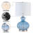 20.25” Blue Gourd Table Lamp With Glass Base And White Fabric Shade-1908594500