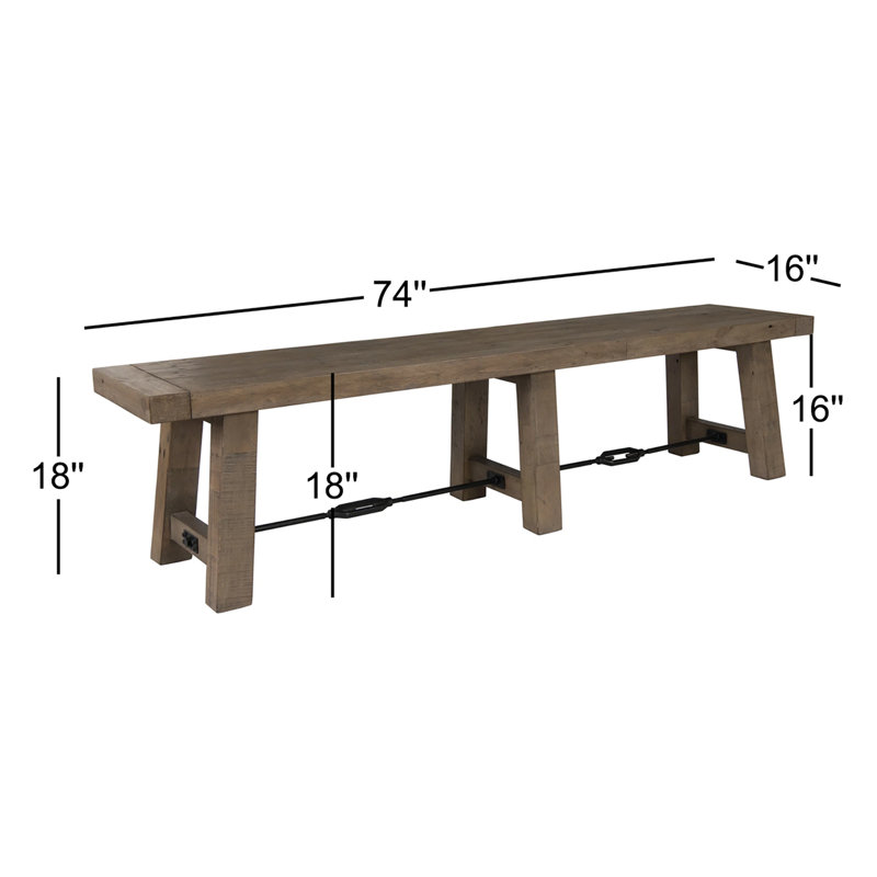 Tuscany Solid Wood Dining Bench, Distressed Brown