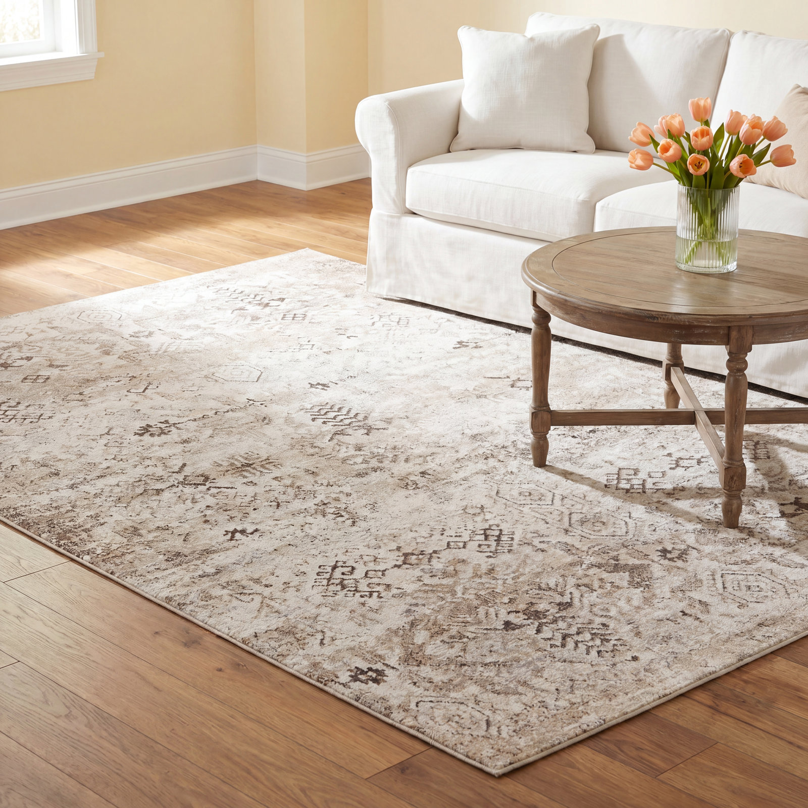 Phoebe Brown/Cream Rug, Rectangle 9' x 12'