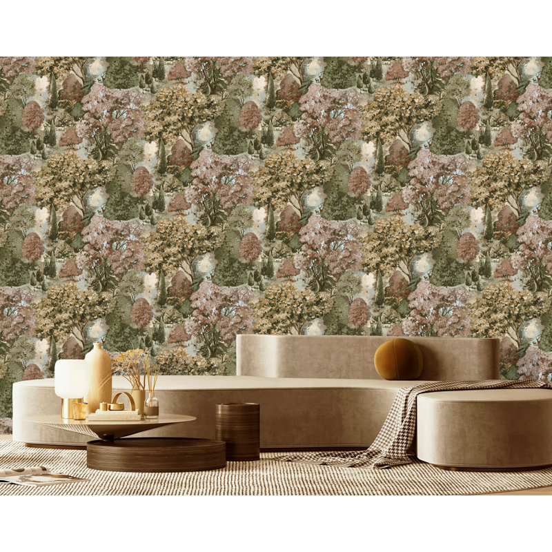 Papier peint texturé non tissé Mulberry Pi., Vert/brun
