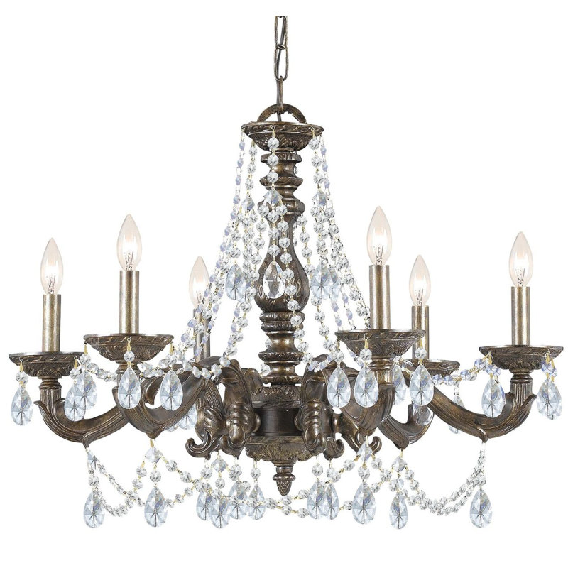 Abagail 6 - Light Classic / Traditional Chandelier, Venetian Bronze, Majestic Wood Polish