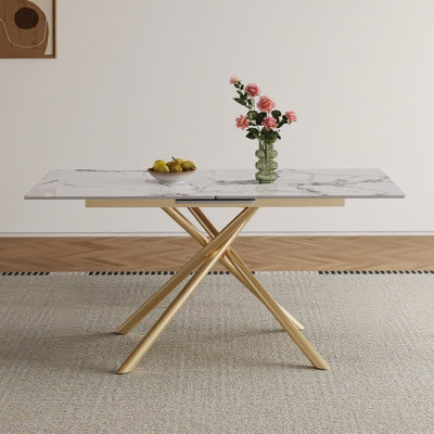 Expandable Dining Table with Retractable Leaf, Ideal for Small Spaces, Combining Sturdiness and Elegance for Daily Use and Entertaining