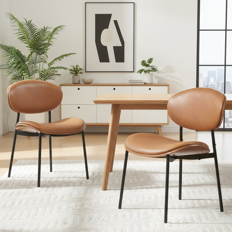 Pu Leather Upholstered Dining Chairs,side Chair For Dining Rooms,kitchens,living Rooms (set Of 2), Brown, 2