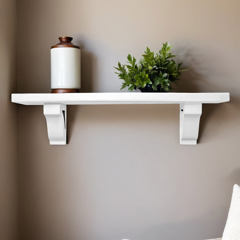 Rayne Shelves/W Corbels, White, 6" H x 53" W x 4.5" D