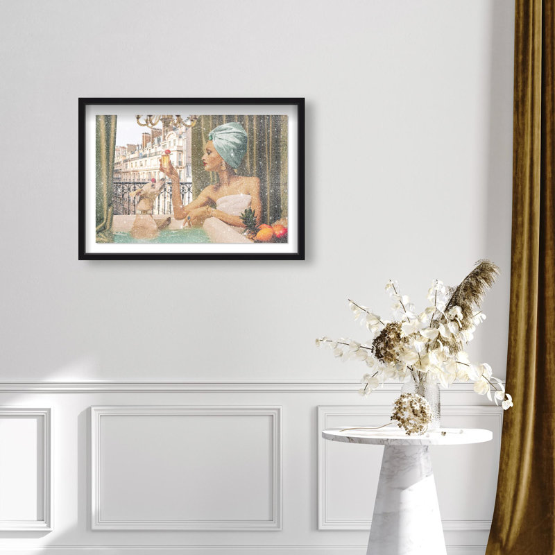 Oliver Gal Tropical Bath Fashion - Diamond Dust Shadowbox Framed Wall Art, 25.5" H x 37.5" W, Black