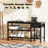 35.43" Entryway Shoe Bench with Wood Seat and Metal Grid-1010808800
