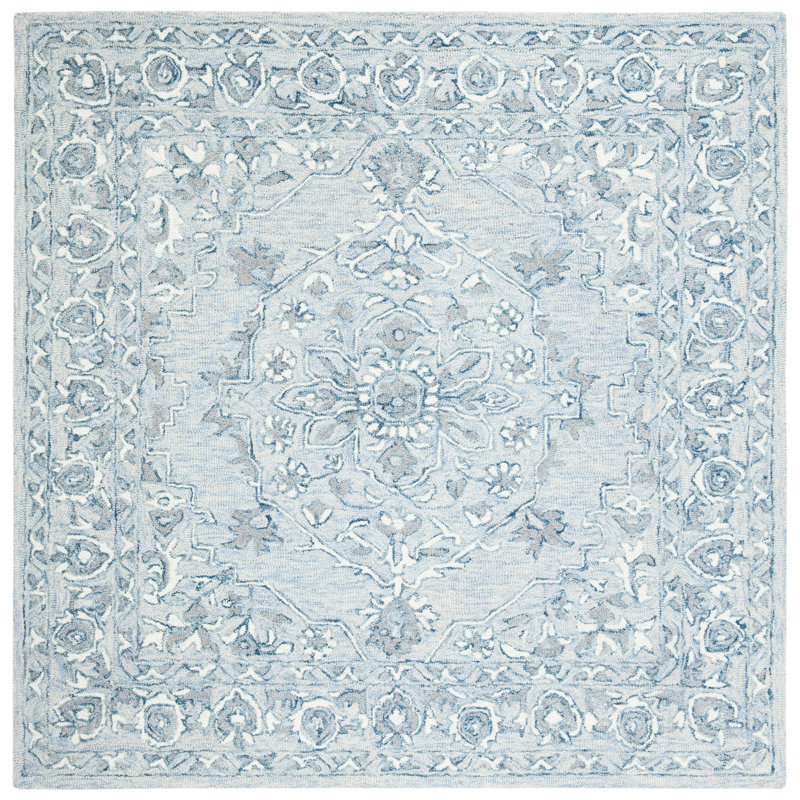 Tapis oriental en laine et coton touffeté à la main Daggett, Carré 3 pi