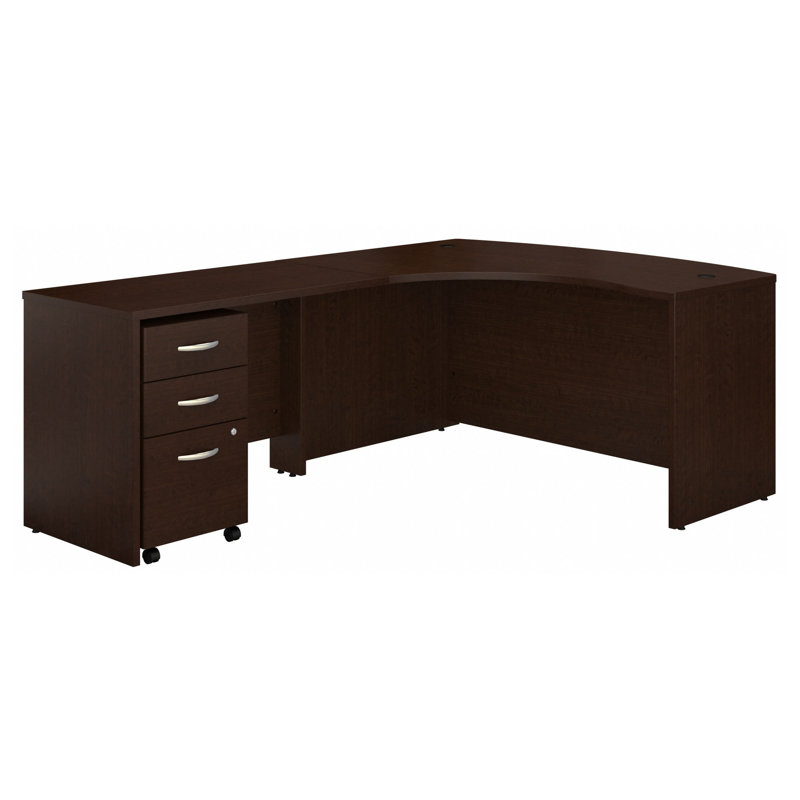 Series C L Shaped Desk with Mobile File Cabinet, Left, Mocha Cherry/Mocha Cherry