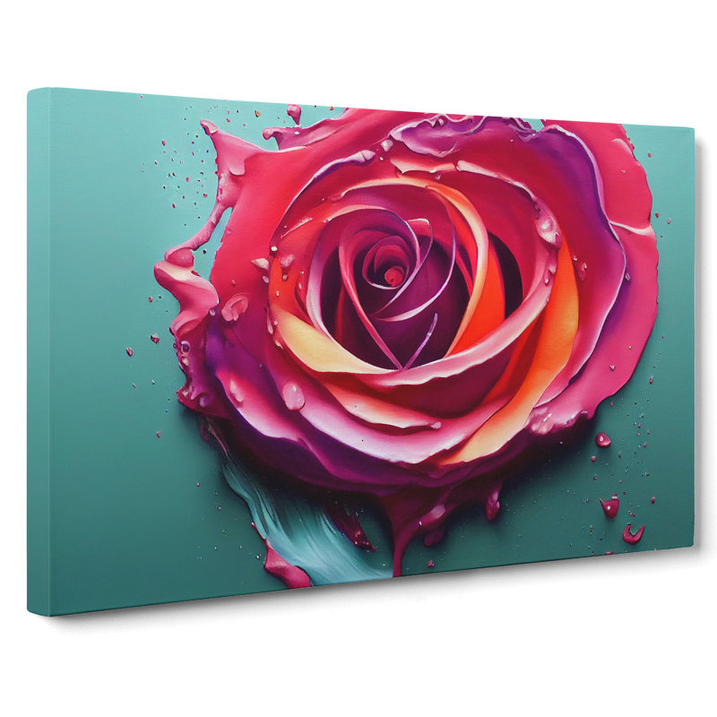 Painted Rose Flower Vol.4 - Wrapped Canvas, 40cm H x 60cm W x 3cm D