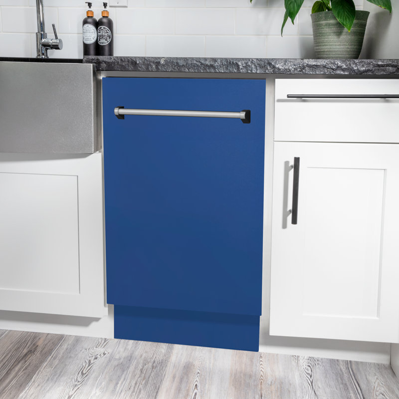 ZLINE 18" Tallac Series 3rd Rack Top Control Dishwasher with Stainless Steel Tub, 51dBa, Blue Matte