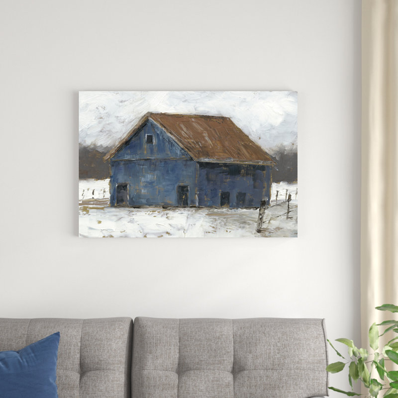 Blue Barn II, H 24 po x l 36 po x P 1,25 po, Toile tendue, Sans cadre