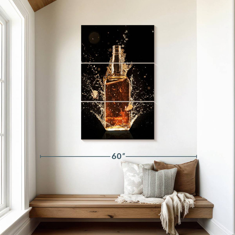 Yarlin Whiskey Bottle Splash, 45" H x 28" W