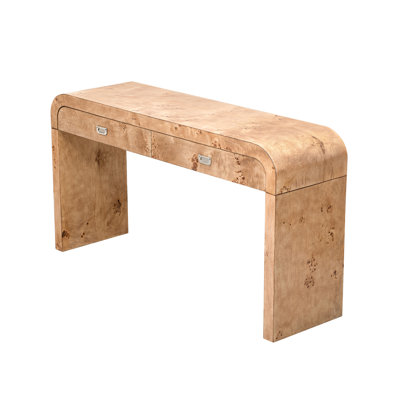 60''Wooden Entryway Table With Burl Veneer, Console Table With 2 Large Drawers And Metal Handles,Multi-Functional Sofa Table With 2 Sturdy Legs,Suitable For Living Room, Foyer,Hallway, Office