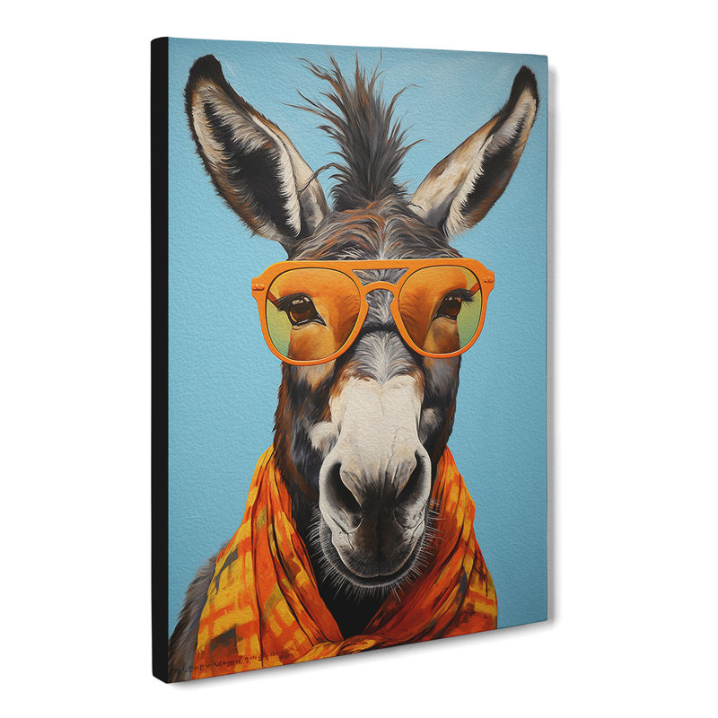 Donkey With Glasses Painting - Wrapped Canvas, 76cm H x 50cm W x 3cm D