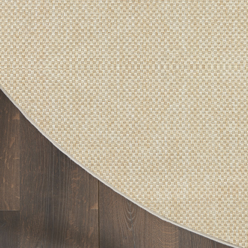 Tapis d'intérieur / extérieur uni Tulum, Rond 8 pi, Crème