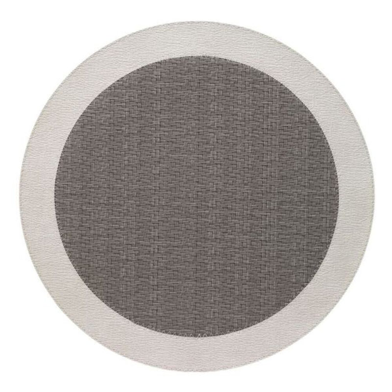 Halo Vinyl Round Placemat, Gray/Antique White