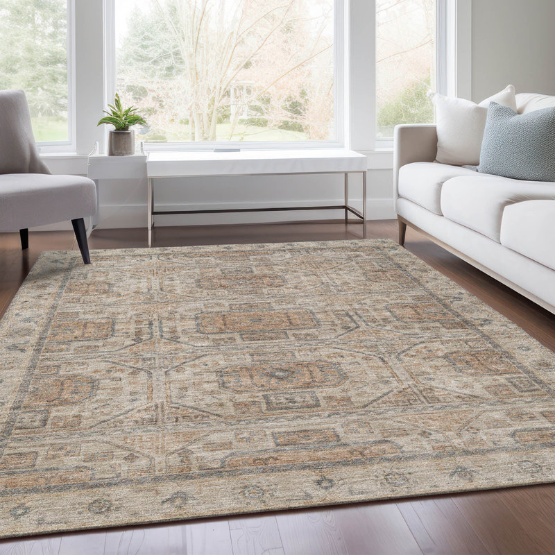 Machine Washable Indoor/Outdoor Xhevrie Beige Rug, Rectangle 8' x 10'