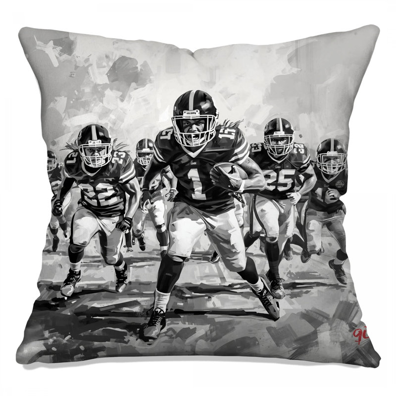 Football Players Action Double Sided Throw Pillows, 26 x 26 pouces