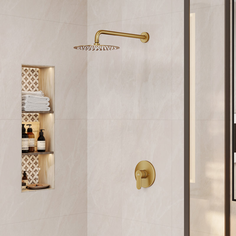 All-In-One Kit with Rough in-Valve, Brushed Gold