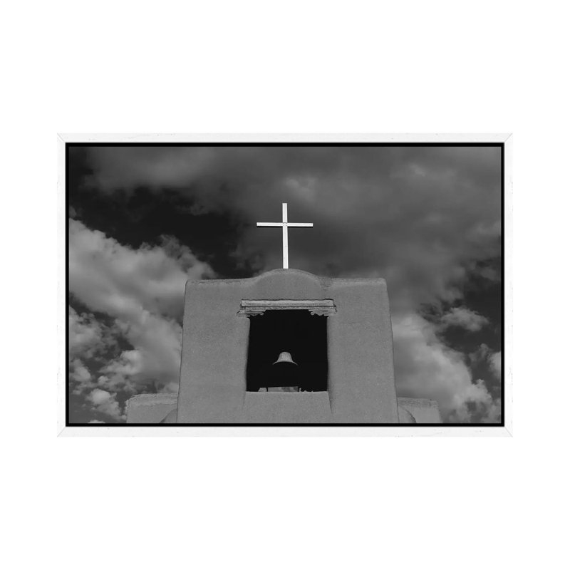 Santa Fe's San Miguel Chapel II by Bethany Young - Print on Canvas, White Framed, 66.04cm H x 101.6cm W x 3.81cm D