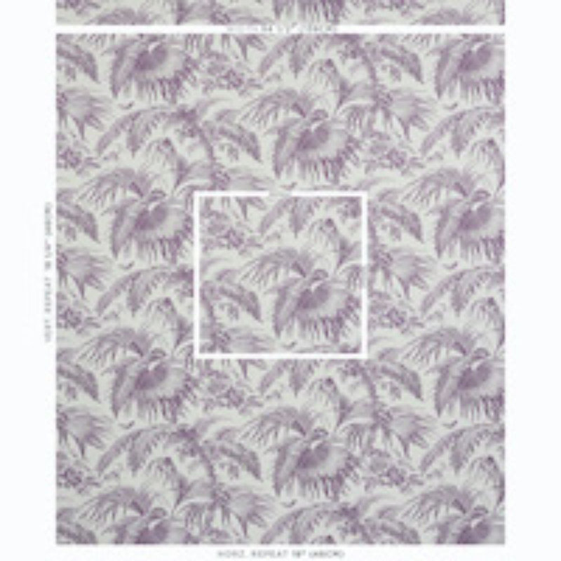 Schumacher x Jill Lasersohn Toile Tropique Wallpaper, Purple