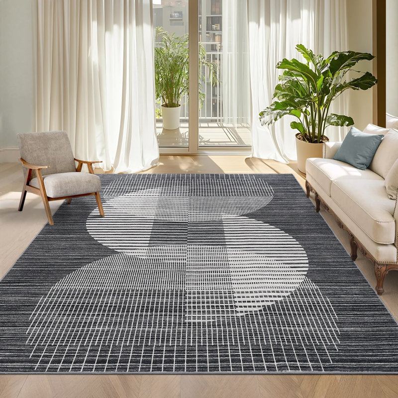 Geometric Machine Washable Rug for Living Room Indoor Carpet for Home Decor Aesthetic Non-Slip Modern Rug for Bedroom Dining Room Office Nursery Playroom Teen Dorm