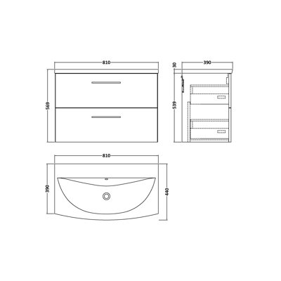Arno 810 mm Single Vanity with Integrated Basin
