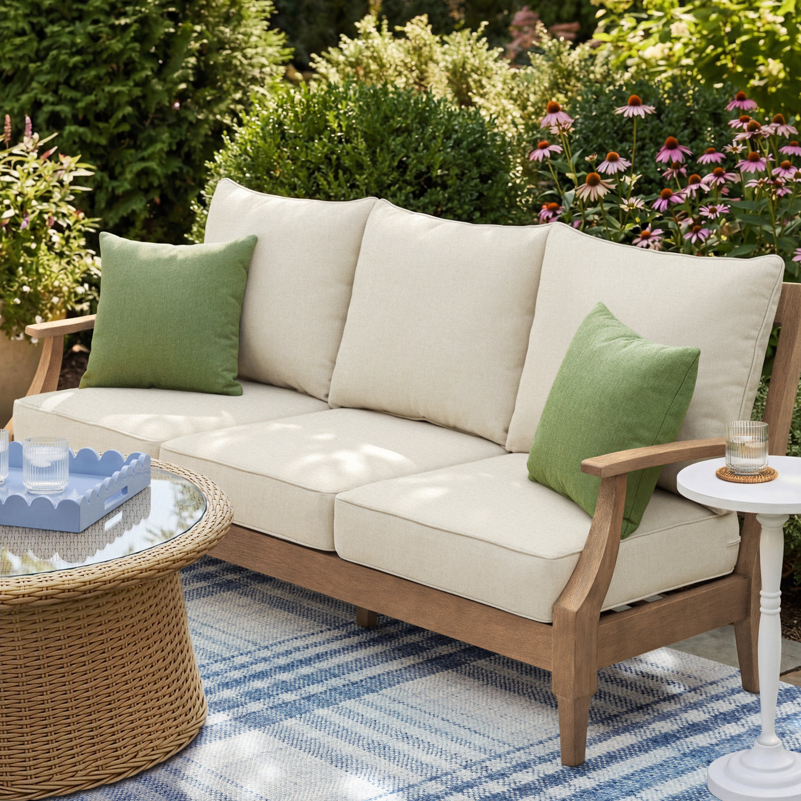 Davana Outdoor Sofa, Canvas Cloud Sunbrella® Canvas, 25" W x 25" D