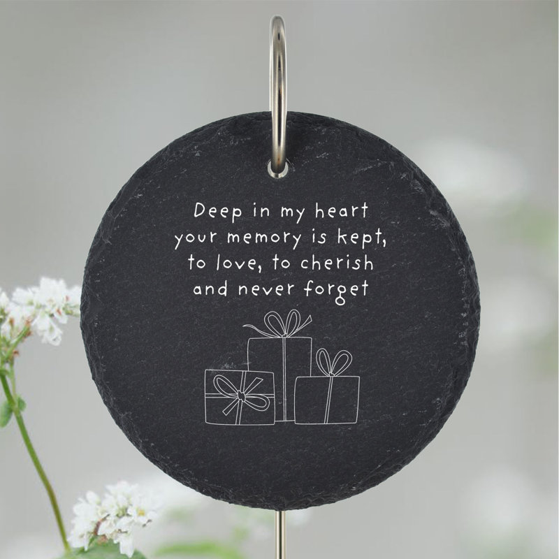 Bralyn Festive Deep in My Heart Circle Slate Marker Memorial Plaque