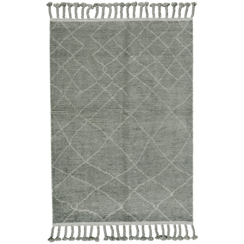 Tapis cendré en laine noué à la main Masham, Rectangle 4 pi x 6 pi