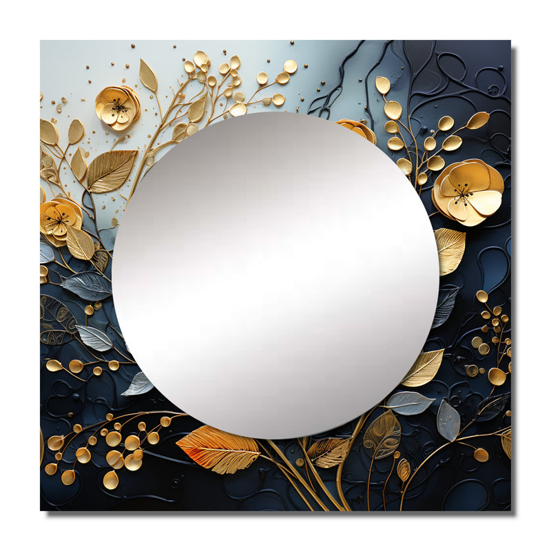 Mckeough - Leaves Large Square Mirror For Wall Art Decor, 29" x 29"