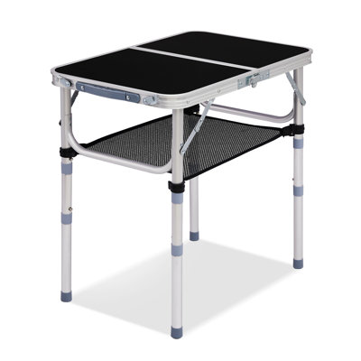 2 FT. Black Patio Aluminium Folding Table With Mesh Storage Bag