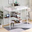 Lit mezzanine simple en métal avec bureau intégré et tablettes